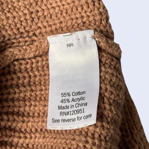 SO Size S Y2K Cozy Sweater Tan Ribbed Knit Crew Neck Long Sleeve - Picture 6 of 7